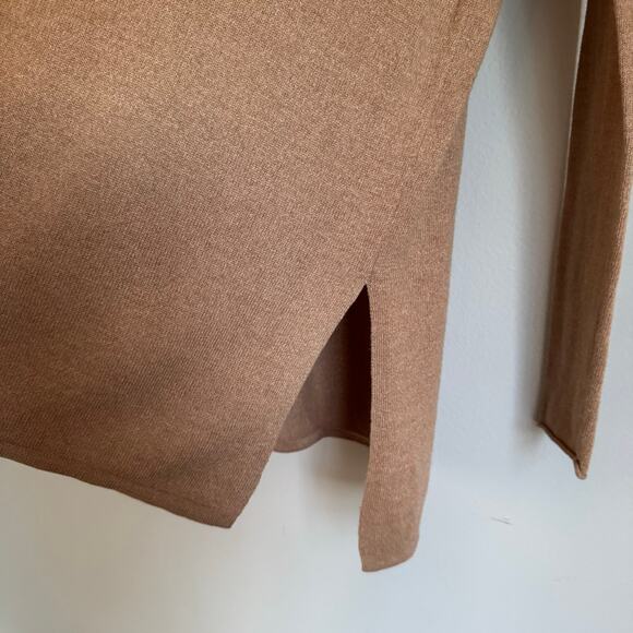 Aritzia Babaton Women's Sweater Camel Tan Wool Linen Blend Tunic Capsule - Picture 4 of 12